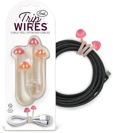 Genuine Fred TRIP WIRES, Mushroom Cable Ties, Set of 2, 4" long, Easily bends for holding and bundling, Multipurpose cord organizer for school, home, office, Cottagecore decor