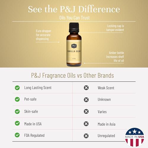 P&J Trading Fragrance | Vanilla Bean Oil 30ml - Candle Scents for Candle Making, Freshie Scent, Soap Making Supplies, Diffuser Oil Scents