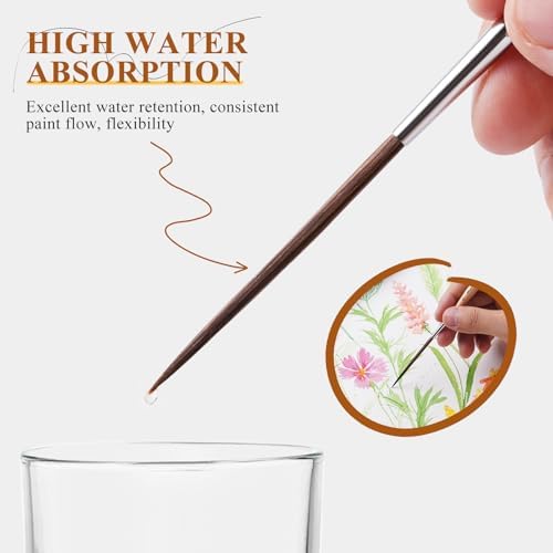 Fuumuui Long Liner Brushes - Artist Grade 3pcs Ox Ear Hair Detail Paint Brushes for Filling Corners, Marking, Outlining, Creating Edge Borders - Watercolor Acrylic Oil