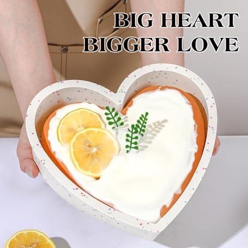 8 Inch Silicone Heart Shaped Cake Pans, Cream, 2 Pcs