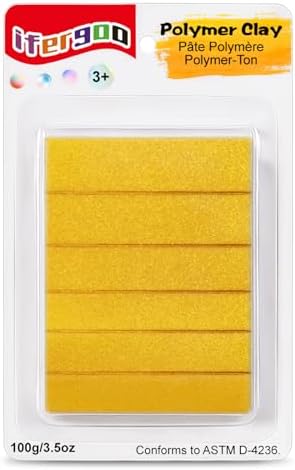 ifergoo 100g Golden Polymer Clay, 3.5oz Oven Bake Modeling Clay for Kids