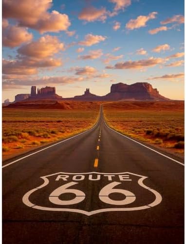 Route 66 5D Diamond Art Kit for Adults Full Drill Canvas Wall Decor