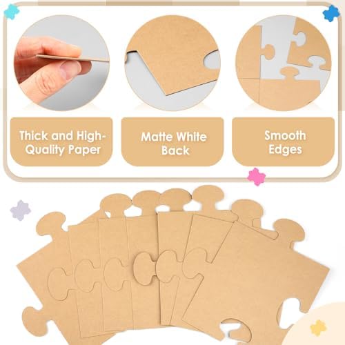 30 Pcs Blank Puzzle Pieces Kraft 8 x 9 Inch DIY Kids Adults