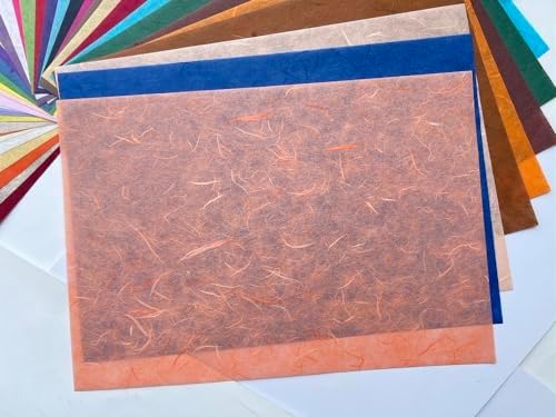50 Design A4 Natural Fiber Mulberry Tree Mulberry Paper Sheets Art Tissue Washi Paper Design Craft Art Origami Suppliers Card Making Writing Painting 50 Sheets (Mixed Colors Flowers etc.,, A4)