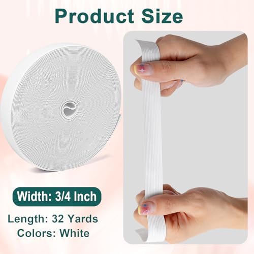 Airisoer Elastic Bands for Sewing 3/4 Inch x 32 Yards, White