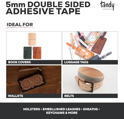 Tandy Leather Tanner's Bond Double-Sided Tape, Mess Free, 5 mm x 20 m