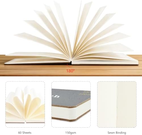 Hardcover Pocket Sketchbook, 3.5" x 5.4" Mini Small Travel Drawing Journal, 92lb/150gsm Heavyweight Paper, 120 Pages Blank Sketch Book for Adults Artists Mixed Media, Ideal Gift,Light Gray
