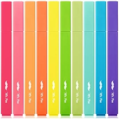 Mr. Pen- Aesthetic Highlighters No Bleed, 10 Pack, Assorted Colors | Chisel Tip, Cute Highlighters Assorted Colors for Journaling, Highlighting, Underlining, Fast Dry, Back to School Supplies