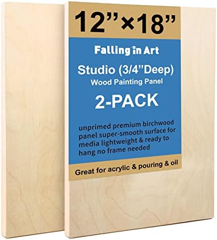 Falling in Art 2 Pack 12x18 Unfinished Birch Wood Panels Kit for Painting