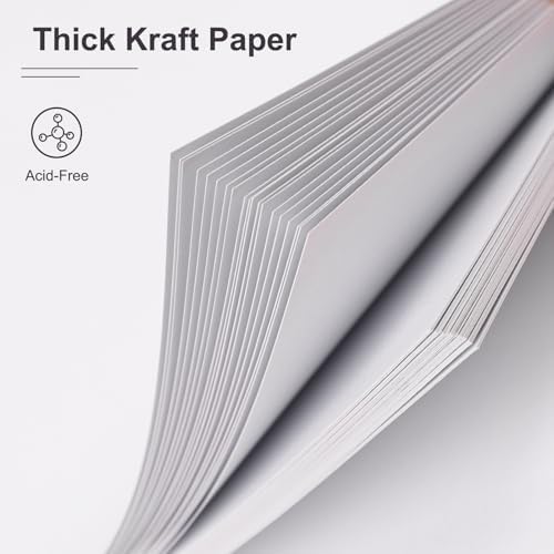 Scrapbook Album 12x12 Inches 100 Pages Hardcover Kraft Paper White