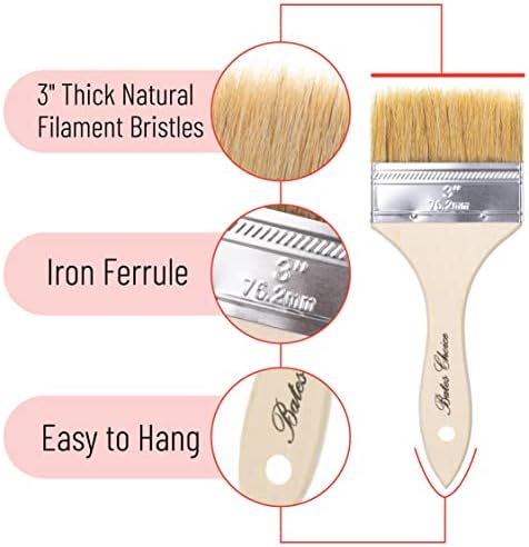 Bates- Chip Paint Brushes, 3 Inch, 6 Pack, Chip Brush, Brushes for Painting, Paint Brushes, Stain Brushes for Wood, Natural Bristle Paint Brush, 3 Inch Paint Brush, Chip Paint Brushes for Paint