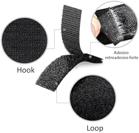 Melsan 4x6 Inch Hook and Loop Tape Heavy Duty - 4 Sets - Strong Back Adhesive Fastener for Home Office Indoor Outdoor Use - Instead of Holes and Screws, Black