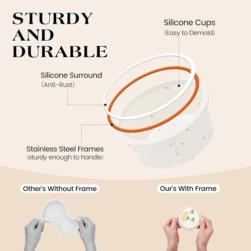 4 Inch Silicone Round Cake Pans, Set of 3, Cream