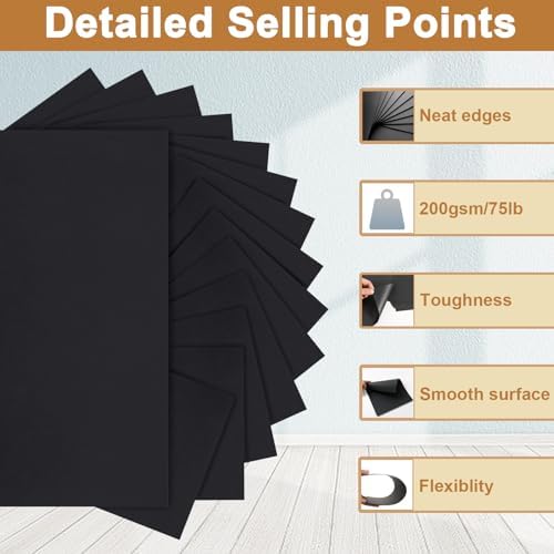 Silunkia 40 Sheets Black Cardstock 8.5 x 11 for Halloween 75lb