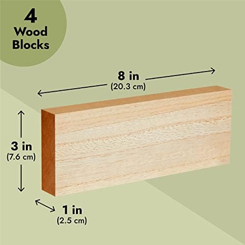 Bright Creations Unfinished MDF Blocks - Wood Pieces for Crafts, Smooth Surface for Painting & Staining - Wooden Blocks for Crafts & Wood Plaques - Pack of 4, 3 x 8 x 1 in