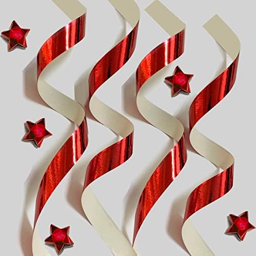 500-Strips Red Foil Paper Strips for Making Origami Stars, Lucky Stars, Puff Stars. Reflective Mirror Shiny Paper Strips, 0.5 x 11 inch. (Red Foil, 500)