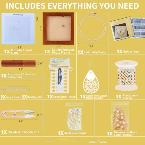 Bead Embroidery Kit for Adults with Instructions Video and Gift Box
