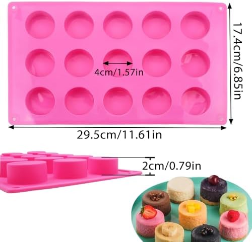 BAKER DEPOT 15 Holes Cylinder Silicone Mold For Handmade soap Chocolate jelly Pudding DIY Resin Mould Hole Dia: 1.5 inch Vol: 20ml Set of 2