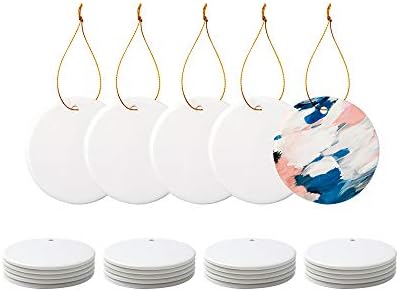 PYD Life 25 PCS Sublimation Blanks Ornaments Ceramic White 2.75" Round