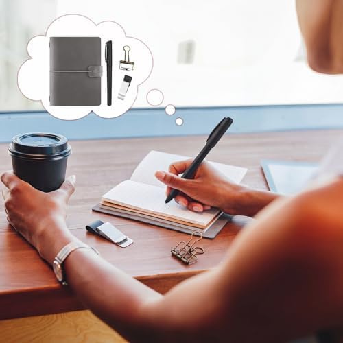 Thenshop Leather Travel Notebook 3 Inserts,Gray,Passport Size