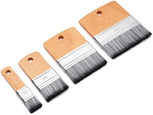 4pcs Flat Paddle Paint Brush Set, Fuumuui Scale Brushes, Large Paint Brush, Wide Flat Paint Brushes with Short Handle for Oil and Acrylic Paints(1'', 2'', 3'', 4'')