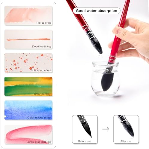 12pcs Watercolor Brushes Set,Art Supplies for Professional