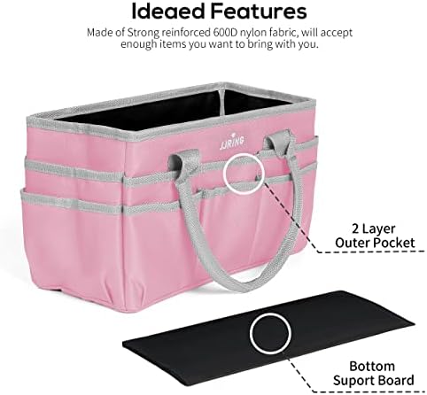 JJRING 600D Nylon Craft & Art Organizer Tote Bag With Pockets, Pink