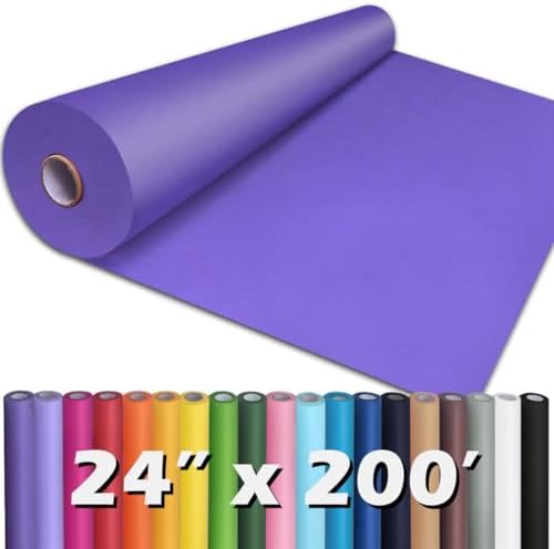 PerkHomy 24" x 2,400" (200') Purple Kraft Paper Roll for Craft Bulletin Board Paper Art Table Covering Crafting Gift Wrapping Bouquet Packing Parcel 80GSM 55LB (Purple, 24" x 200')
