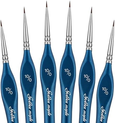 Detail Paint Brushes10/0, Golden Maple 6PC Extra fine Detail Miniature Paint Brush Very Fine Tip Paint Brush Set for Small Scale Models Paint by Numbers for Adults - Acrylic Watercolor Oil, Blue