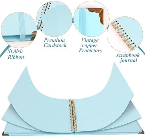 Joyberg Scrapbook 80 Pages, Scrapbooking Supplies 8 x 8 In, Scrapbook Album Suitable for Album Memory Book Wedding, Anniversary Family, DIY Craft Projects (Blue)