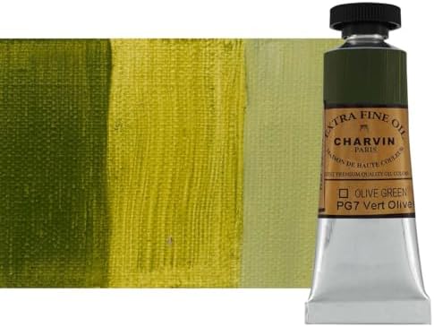 Charvin Extra Fine Oil Paint, Olive Green 20 mL - Triple-Milled, Rich Texture, Poppy Oil-Based, Light-Fast, Handmade, Archival Quality