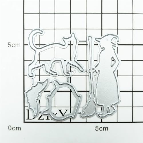 Halloween Witch Cat Bat Metal Cutting Dies for Card Making
