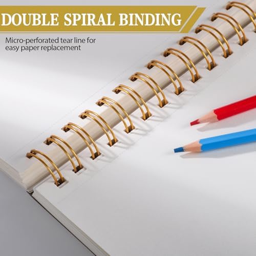 5.5×8.5In Sketch Book for Kids, 100gsm Spiral Sketchbook for Drawing,Yellow | 90 Sheets Acid-Free Drawing Paper with Pencils, Tear-Out Pages, for Drawing & Sketching, idea for Back-to-School Gifts