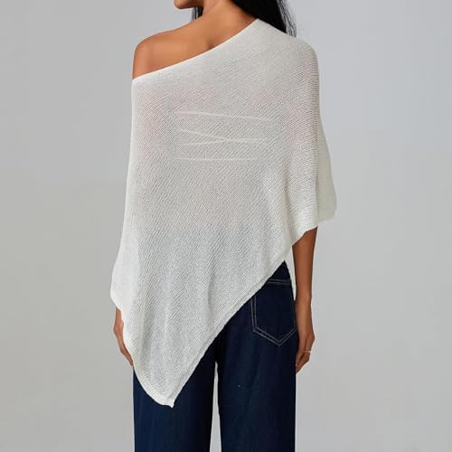Women Sheer Poncho Top Knit Crochet Irregular Shrug Bolero Shawl Lightweight See Through Beach Cover Up
