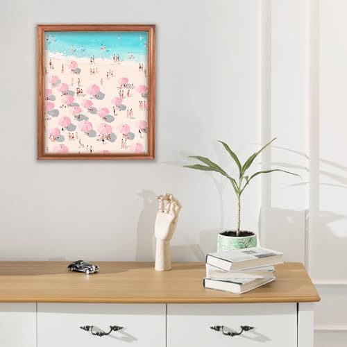 RLTXBUK Coastal Beach Diamond Art Kits, Pastel Pink Summer Ocean Seaside Landscape Gem Diamond Painting Art Kits for Kids Adults Beginners, Coastal Granddaughter Room Decor, 9.8x11.8 Inch