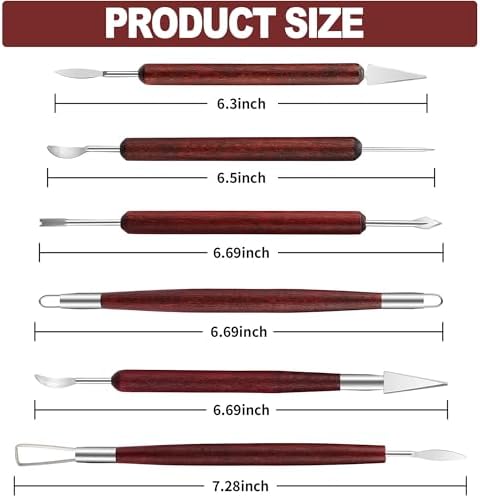 LINPHCEY 6-Piece Clay Sculpting Tools Set Perfect for Polymer Air Dry Modeling Clay Beginners & Professionals Ideal for DIY Pottery & Ceramics Tools for Clay Sculpting & Crafting