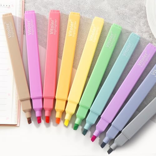 Vitole Cute Highlighters Set,Assorted Color,Quick Dry,Cute School Supplies | 10Pcs Aesthetic, Pastel,No Bleed,Dry Fast, Bible Study for Journaling Planner Notes