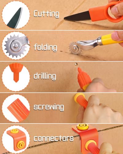 Safe DIY Cardboard Cutter Kit for Kids, Educational Craft Toy for Creativity Projects, 3D Models, for Boys and Girls Ages 6+