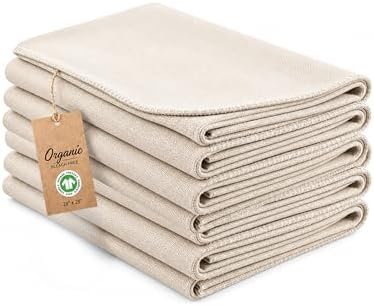 Flour Sack Towels for Bread Dough Proofing – Unbleached, Thick Organic Cotton Baking Cloth for Baguettes, Ciabatta, Pastry – Reusable, 28"x28", 6-Pack