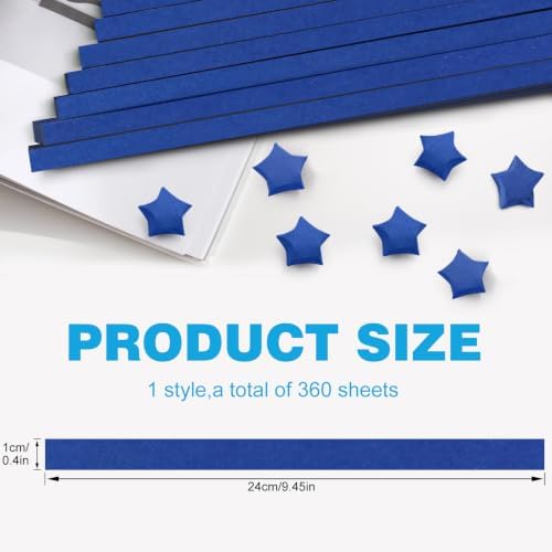 FoDau770 Solid Color Star Paper Strips - 360 Sheet, Dark Blue