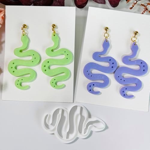 Xaekicr Polymer Clay Cutter Snake Shape – Curvy Clay Earring Cutter for Polymer Clay Jewelry, Bold Clay Tools for DIY Earrings, Halloween Crafts and Y2K Accessories