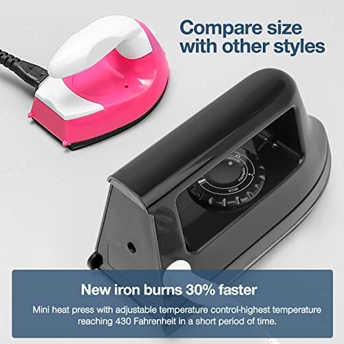 Mini Crafts Iron Handy Heat Press Machine Kit Portable with PVC Doormat for Heat Transfer, Charging Base Accessories for DIY T-Shirt Shoe Bag Vinyl Projects