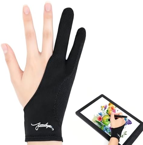 Digital Drawing Glove 3-Layer Palm Rejection(Large,Black) Two-Finger Artist Glove for Graphics Drawing Tablet,Monitor,Sketching,ipad,Paper,Fits for Right and Left Hand