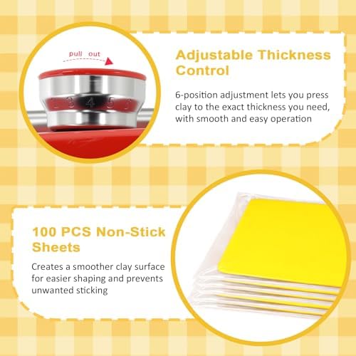 Polymer Clay Press Machine, Clay Conditioning Roller, 6 Thickness Settings | 40 PCS Cutters & Molds, Stainless Steel Clay Mixer, Non-Stick Pasta Roller for Handmade Jewelry, Sculpting & DIY Crafts