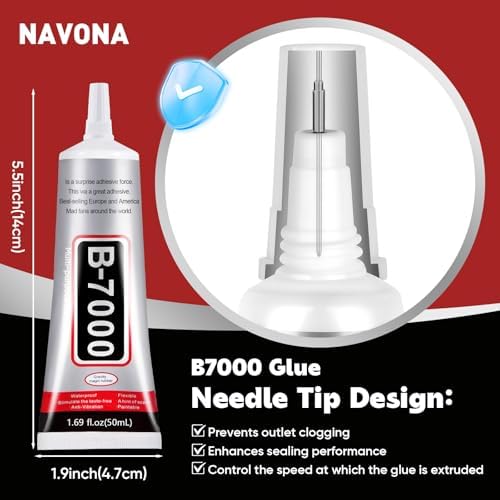 4 PCS 50ml B7000 Glue Clear with Precision Tip, Bedazzling Glue