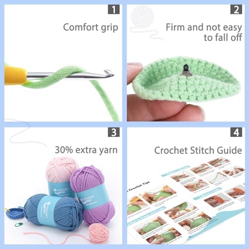 Crochet Kit for Beginners - Fox Crochet Kit, Learn to Crochet, All You Need in, Step-by-Step Video Tutorial, Instruction, Soft Yarn, Holiday, Birthday Gift for Adults, Teens