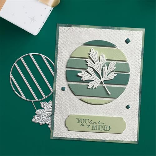 Scrapbooking Die-Cuts, Layer Frame Net Set Metal Cutting Dies for Card Making, Paper Craft Template, Background Embossing Stencils, DIY Album Décor (Round Striped Maple-12.8x7cm)