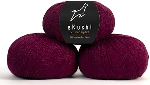 100% Baby Alpaca Yarn for Knitting & Crocheting - Set of 3 Skeins of Premium Yarn DK - Lightweight, Hypoallergenic & Thermal Peru Made - Ideal for Delicate Projects (RE058 - Boysenberry)