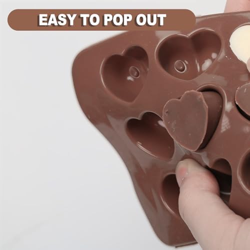2 Pack 3D Heart Silicone Chocolate Molds Food Grade Non-Stick Easy Release for Candy Jelly Ice Cube Soap Making Perfect for Valentine's Day Wedding Party Gifts