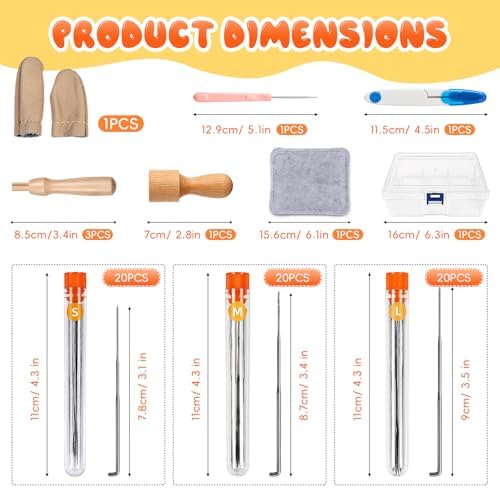LUDOTEK 75-Piece Complete Needle Felting Tool Set with Storage Box, 3 Sizes Felting Needles, 8-Needle & Single-Needle Handles, Wool Felting Pad for DIY Craft Projects